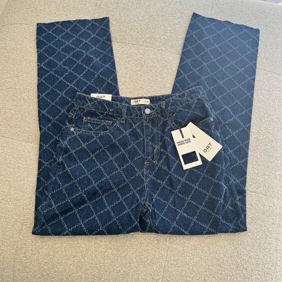 OAT New York High Rise Wide Leg Jeans – Diamond Print – Size 6/28 NWT - Picture 1 of 5